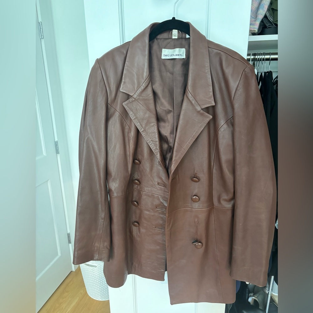 Brown David Benjamin Leather Jacket - image 1